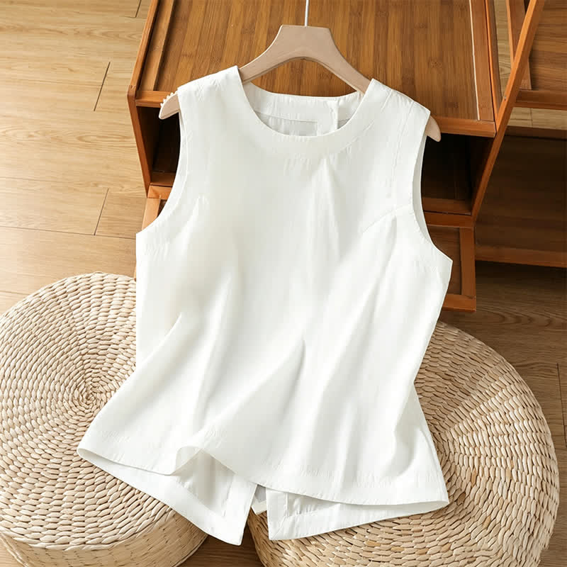 Buddha Stones Lässiges, minimalistisches Sommer-Tanktop mit asymmetrischem Rückenausschnitt, ärmellos, für Damen - Weiß - US8-10, UK/AU12-14, EU40-42 (2XL) - image 9