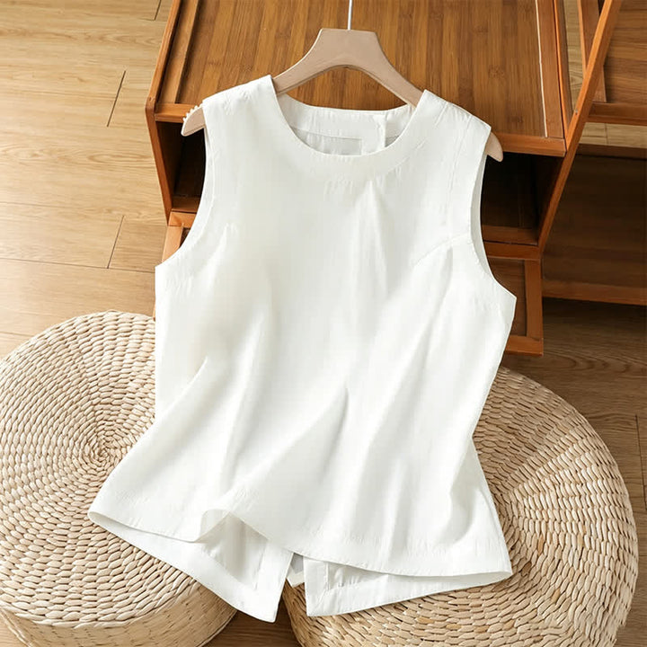 Buddha Stones Lässiges, minimalistisches Sommer-Tanktop mit asymmetrischem Rückenausschnitt, ärmellos, für Damen - Weiß - US8-10, UK/AU12-14, EU40-42 (2XL) - image 9