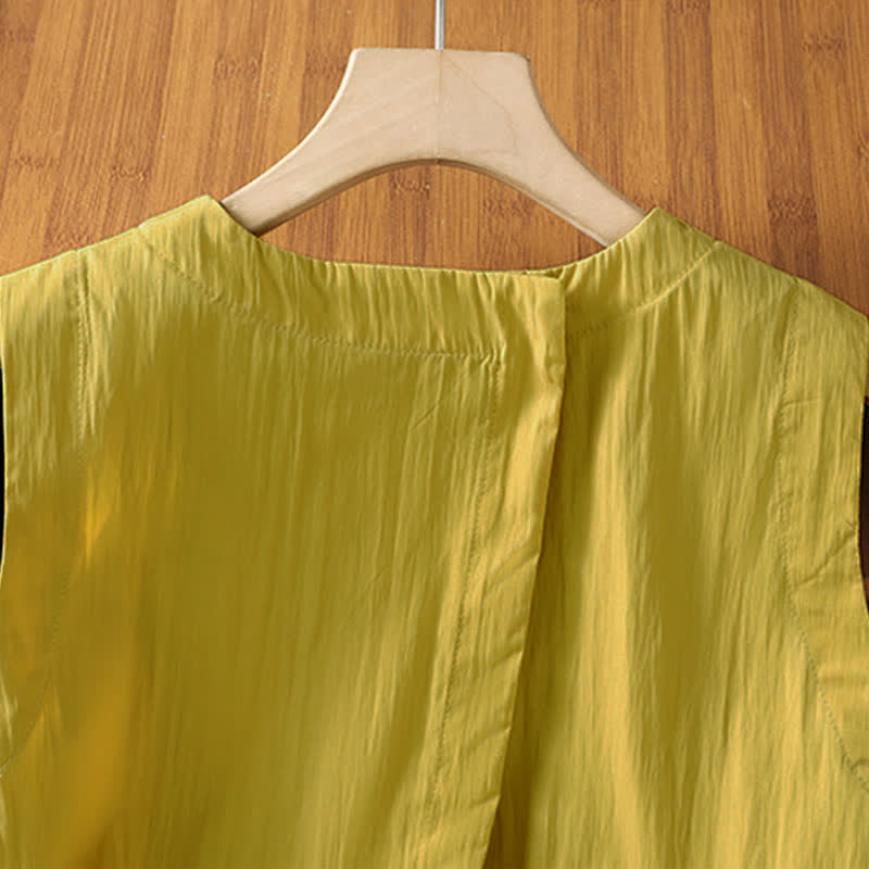 Buddha Stones Lässiges, minimalistisches Sommer-Tanktop mit asymmetrischem Rückenausschnitt, ärmellos, für Damen - image 3