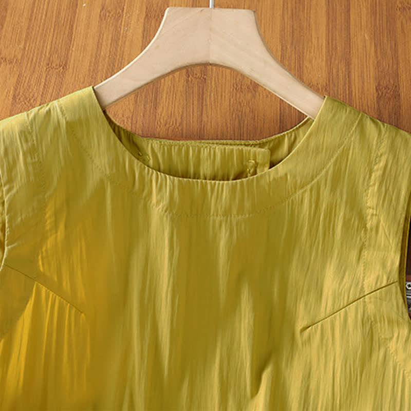 Buddha Stones Lässiges, minimalistisches Sommer-Tanktop mit asymmetrischem Rückenausschnitt, ärmellos, für Damen - image 2