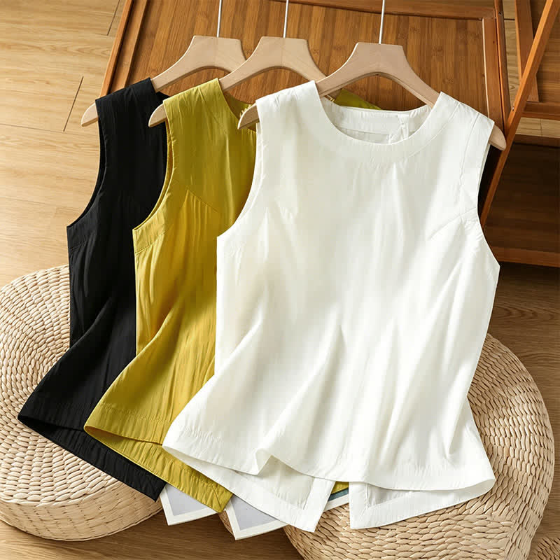 Buddha Stones Lässiges, minimalistisches Sommer-Tanktop mit asymmetrischem Rückenausschnitt, ärmellos, für Damen - image 17