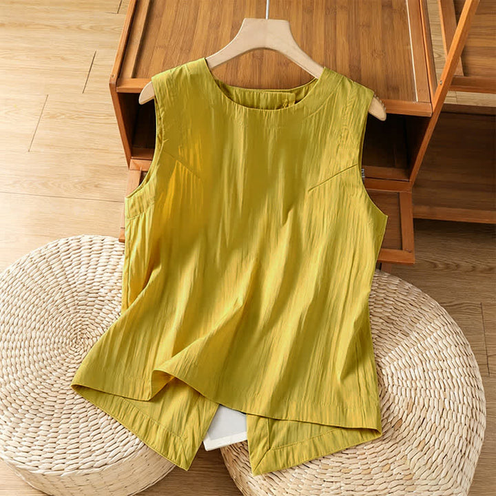 Buddha Stones Lässiges, minimalistisches Sommer-Tanktop mit asymmetrischem Rückenausschnitt, ärmellos, für Damen - Khaki - US8-10, UK/AU12-14, EU40-42 (2XL) - image 0