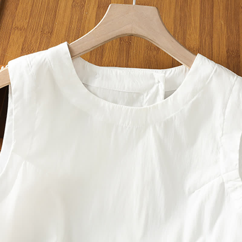 Buddha Stones Lässiges, minimalistisches Sommer-Tanktop mit asymmetrischem Rückenausschnitt, ärmellos, für Damen - image 11