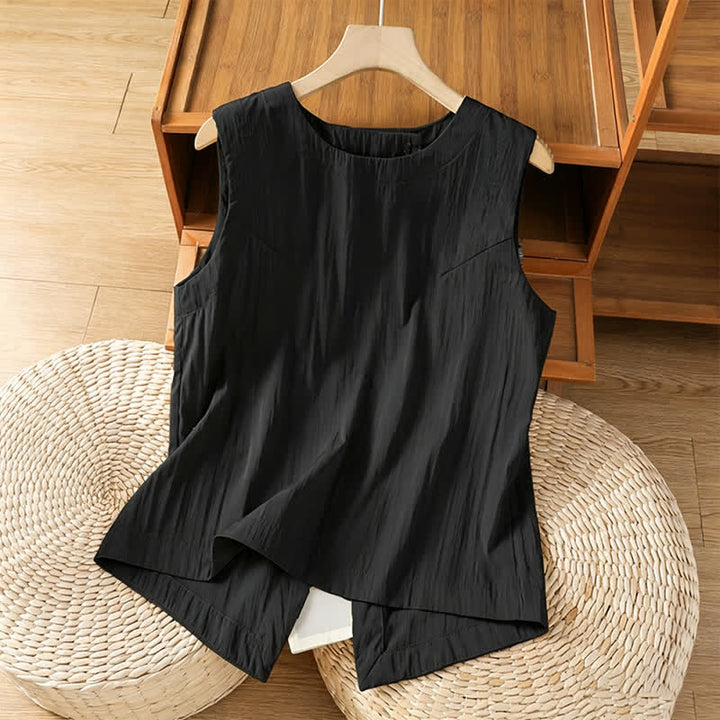 Buddha Stones Lässiges, minimalistisches Sommer-Tanktop mit asymmetrischem Rückenausschnitt, ärmellos, für Damen - Schwarz - US8-10, UK/AU12-14, EU40-42 (2XL) - image 7