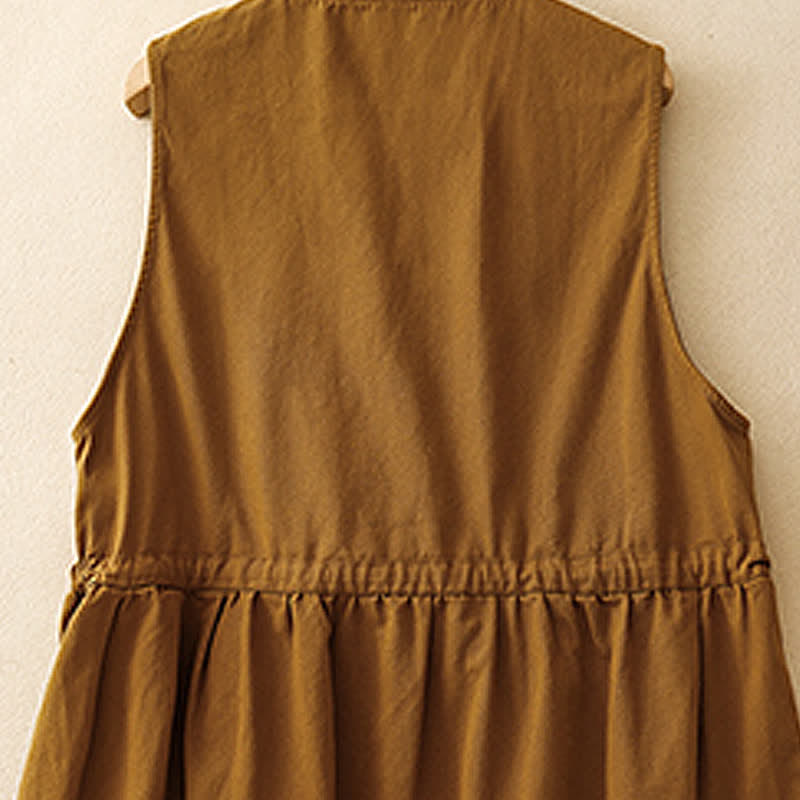 Buddha Stones Lässiges, ärmelloses Tanktop im Vintage-Stil mit Knopfleiste und Kordelzug für Damen – perfekt für den Sommer. - image 20