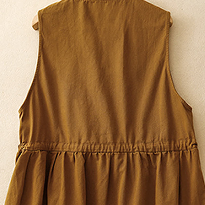 Buddha Stones Lässiges, ärmelloses Tanktop im Vintage-Stil mit Knopfleiste und Kordelzug für Damen – perfekt für den Sommer. - image 20