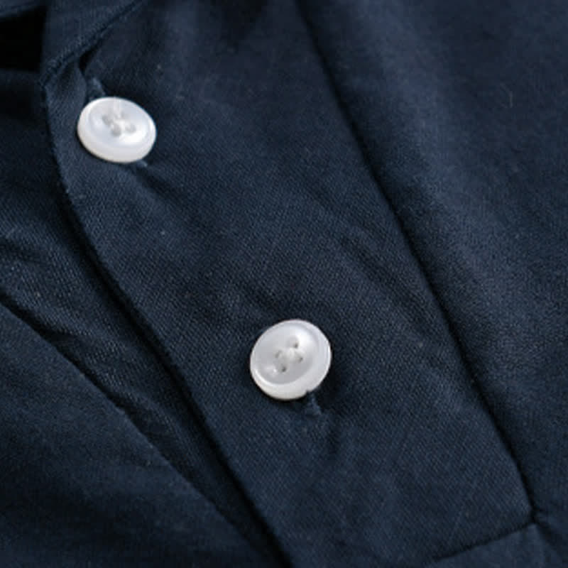 Buddha Stones Lässiges, minimalistisches Kurzarmhemd für Herren mit Knopfleiste und einfarbigem Revers – perfekt für den Sommer. - image 11