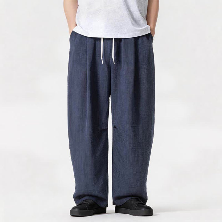 Buddha Stones Lässige, minimalistische Herrenhose mit Kordelzug, geradem Bein und Tasche für Frühling und Sommer - image 1