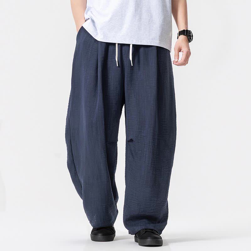 Buddha Stones Lässige, minimalistische Herrenhose mit Kordelzug, geradem Bein und Tasche für Frühling und Sommer - Mitternachtsblau - US/ UK/AU46, EU56 (5XL) - image 0