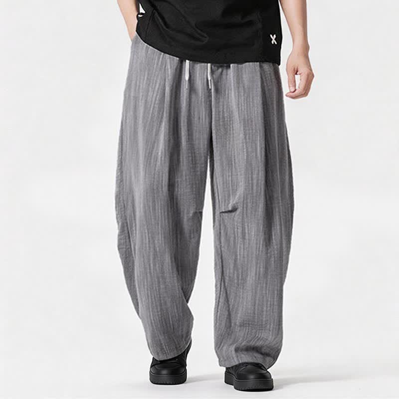 Buddha Stones Lässige, minimalistische Herrenhose mit Kordelzug, geradem Bein und Tasche für Frühling und Sommer - Grau - US/ UK/AU46, EU56 (5XL) - image 23