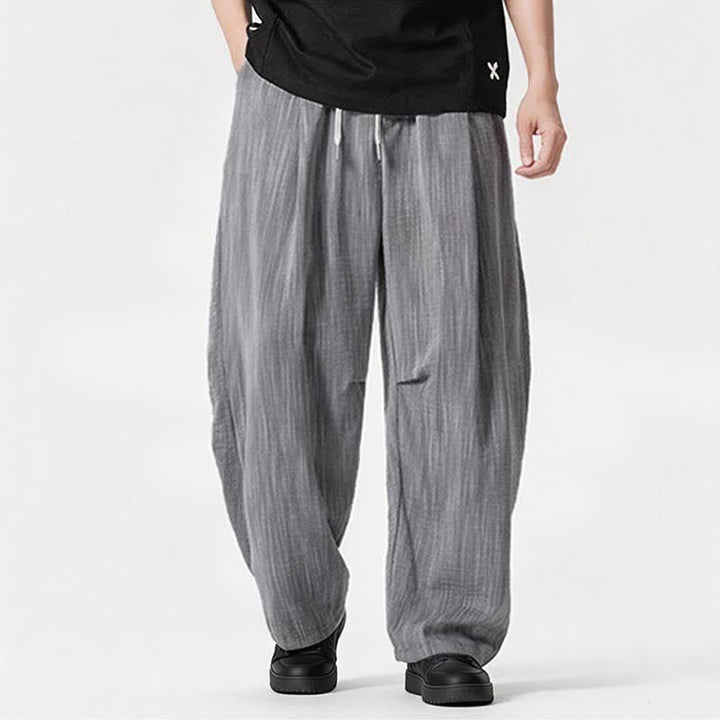Buddha Stones Lässige, minimalistische Herrenhose mit Kordelzug, geradem Bein und Tasche für Frühling und Sommer - Grau - US/ UK/AU46, EU56 (5XL) - image 23