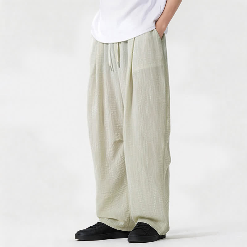 Buddha Stones Lässige, minimalistische Herrenhose mit Kordelzug, geradem Bein und Tasche für Frühling und Sommer - image 16