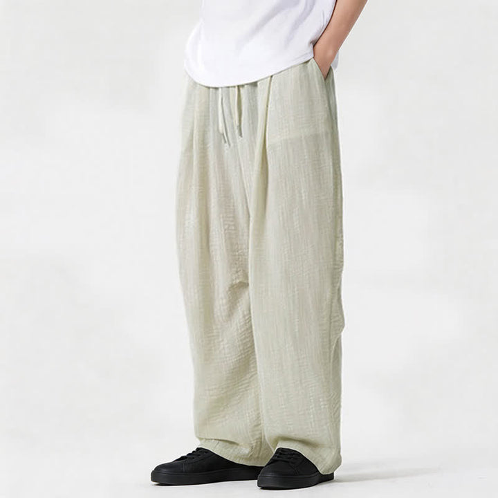Buddha Stones Lässige, minimalistische Herrenhose mit Kordelzug, geradem Bein und Tasche für Frühling und Sommer - image 16