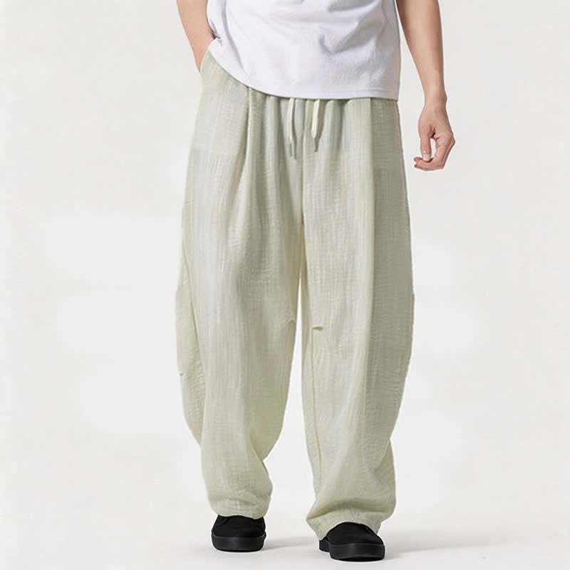 Buddha Stones Lässige, minimalistische Herrenhose mit Kordelzug, geradem Bein und Tasche für Frühling und Sommer - Beige - US/ UK/AU46, EU56 (5XL) - image 15