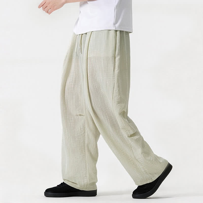 Buddha Stones Lässige, minimalistische Herrenhose mit Kordelzug, geradem Bein und Tasche für Frühling und Sommer - image 17