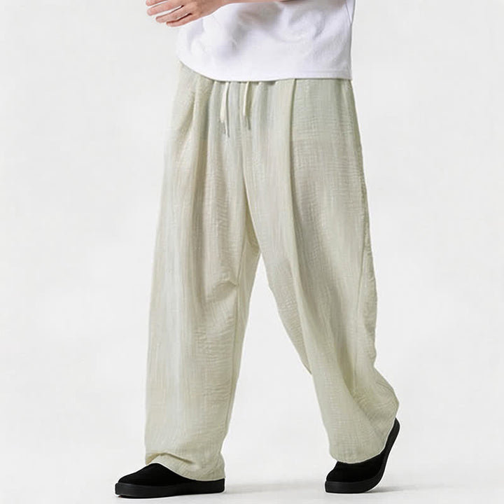 Buddha Stones Lässige, minimalistische Herrenhose mit Kordelzug, geradem Bein und Tasche für Frühling und Sommer - image 20