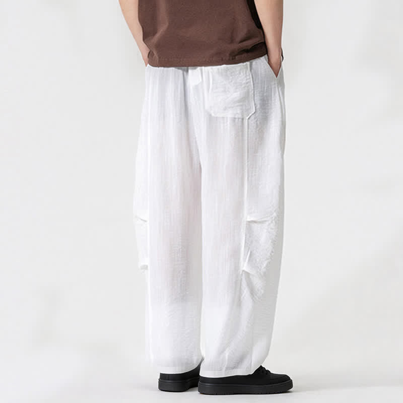 Buddha Stones Lässige, minimalistische Herrenhose mit Kordelzug, geradem Bein und Tasche für Frühling und Sommer - image 11