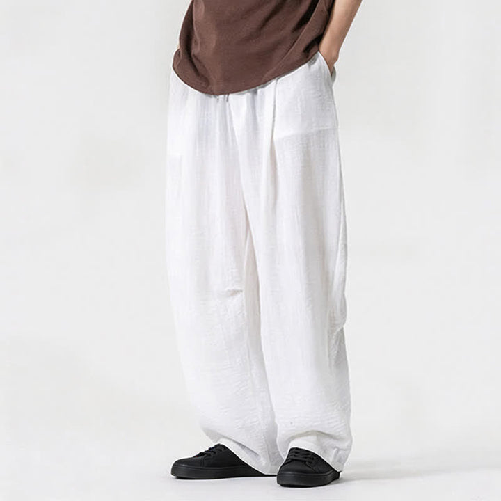 Buddha Stones Lässige, minimalistische Herrenhose mit Kordelzug, geradem Bein und Tasche für Frühling und Sommer - image 10