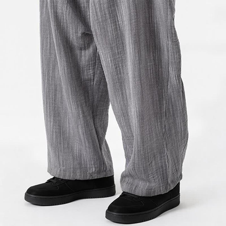 Buddha Stones Lässige, minimalistische Herrenhose mit Kordelzug, geradem Bein und Tasche für Frühling und Sommer - image 24