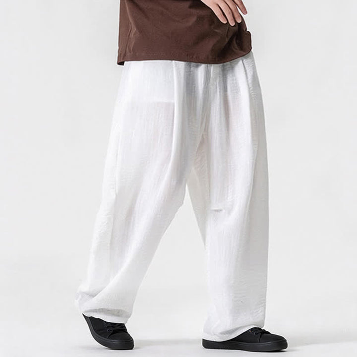 Buddha Stones Lässige, minimalistische Herrenhose mit Kordelzug, geradem Bein und Tasche für Frühling und Sommer - image 12