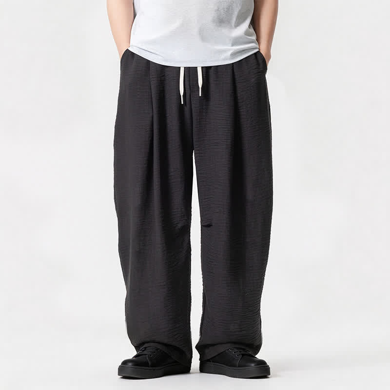 Buddha Stones Lässige, minimalistische Herrenhose mit Kordelzug, geradem Bein und Tasche für Frühling und Sommer - Schwarz - US/ UK/AU46, EU56 (5XL) - image 35