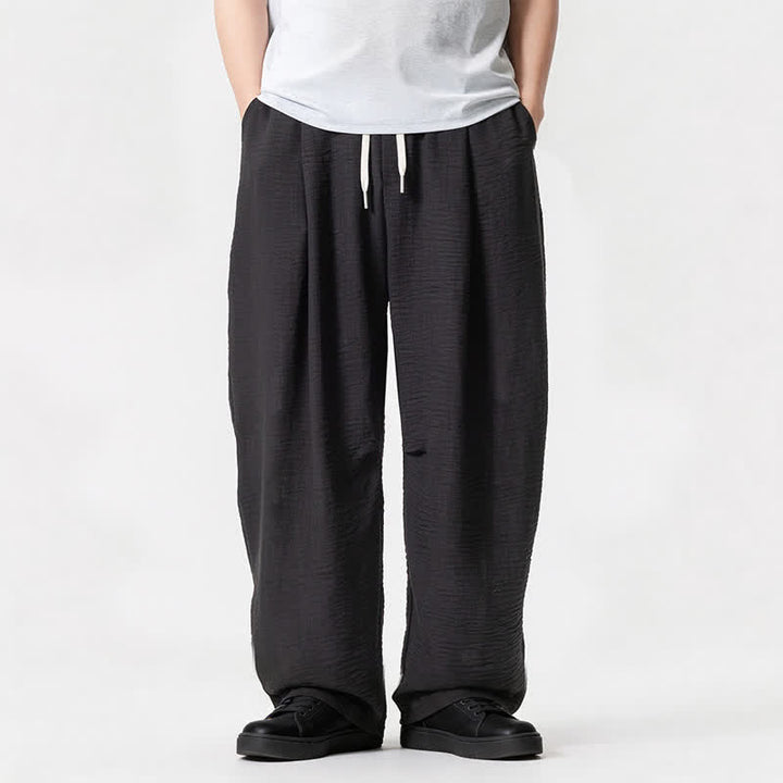 Buddha Stones Lässige, minimalistische Herrenhose mit Kordelzug, geradem Bein und Tasche für Frühling und Sommer - Schwarz - US/ UK/AU46, EU56 (5XL) - image 35