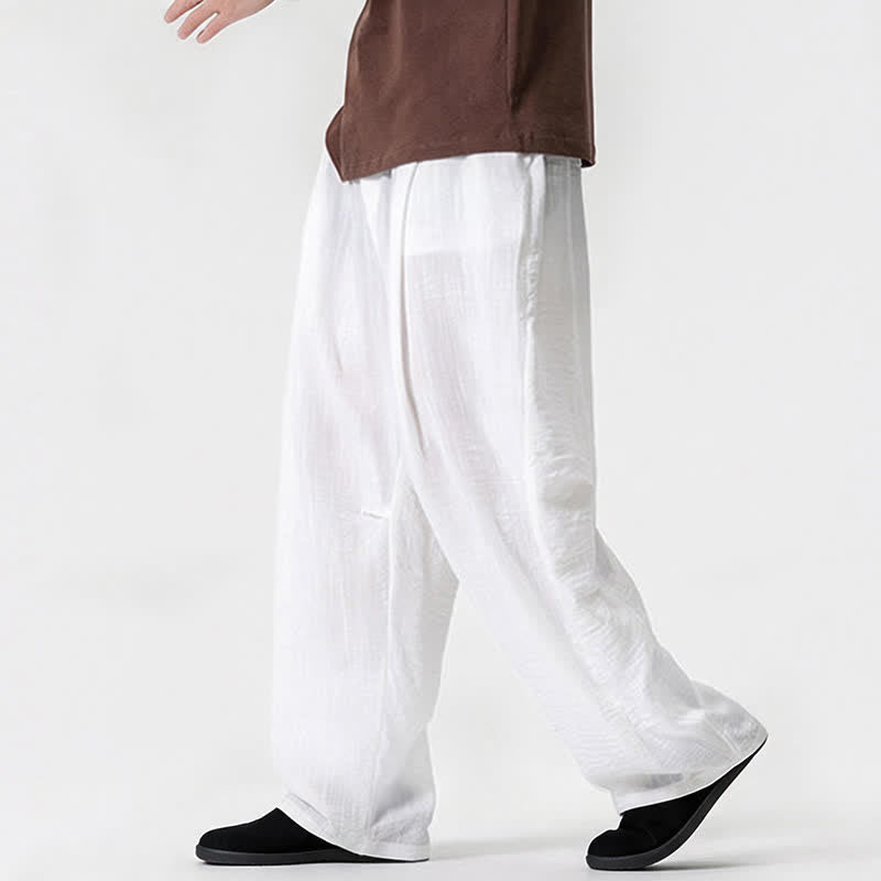 Buddha Stones Lässige, minimalistische Herrenhose mit Kordelzug, geradem Bein und Tasche für Frühling und Sommer - image 13