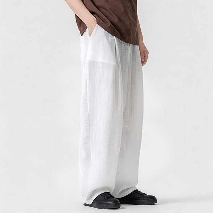 Buddha Stones Lässige, minimalistische Herrenhose mit Kordelzug, geradem Bein und Tasche für Frühling und Sommer - image 14