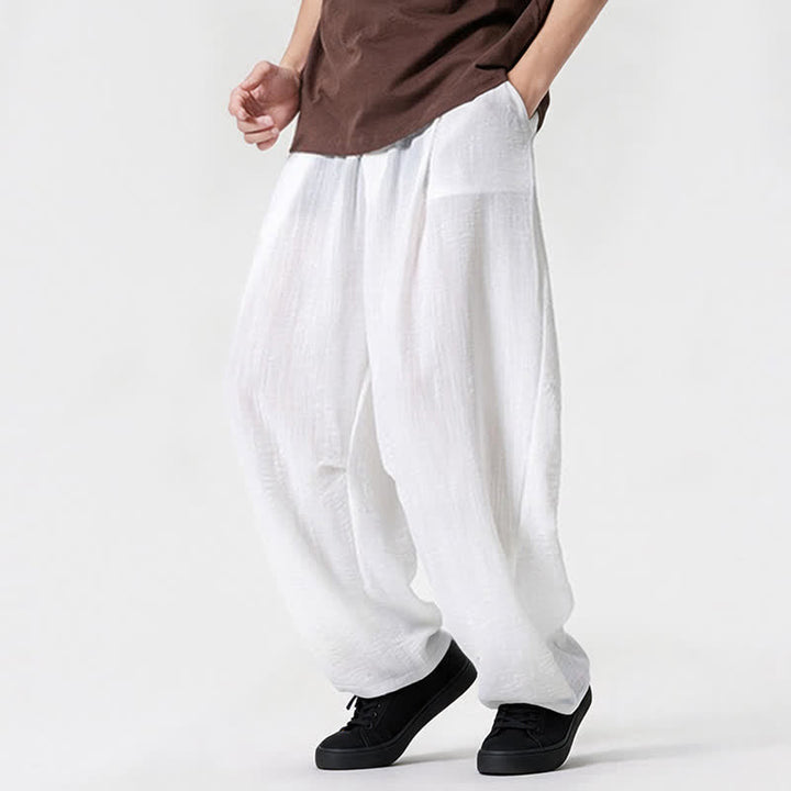 Buddha Stones Lässige, minimalistische Herrenhose mit Kordelzug, geradem Bein und Tasche für Frühling und Sommer - image 9
