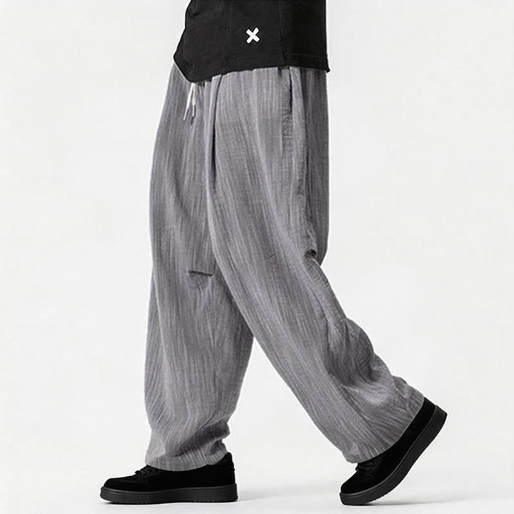 Buddha Stones Lässige, minimalistische Herrenhose mit Kordelzug, geradem Bein und Tasche für Frühling und Sommer - image 26
