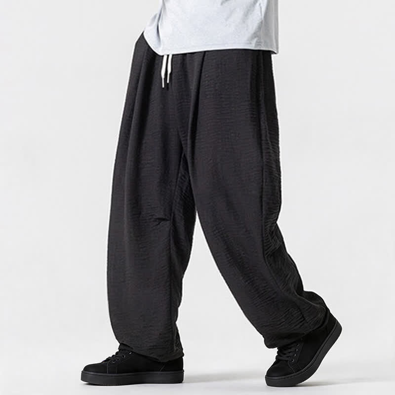 Buddha Stones Lässige, minimalistische Herrenhose mit Kordelzug, geradem Bein und Tasche für Frühling und Sommer - image 42