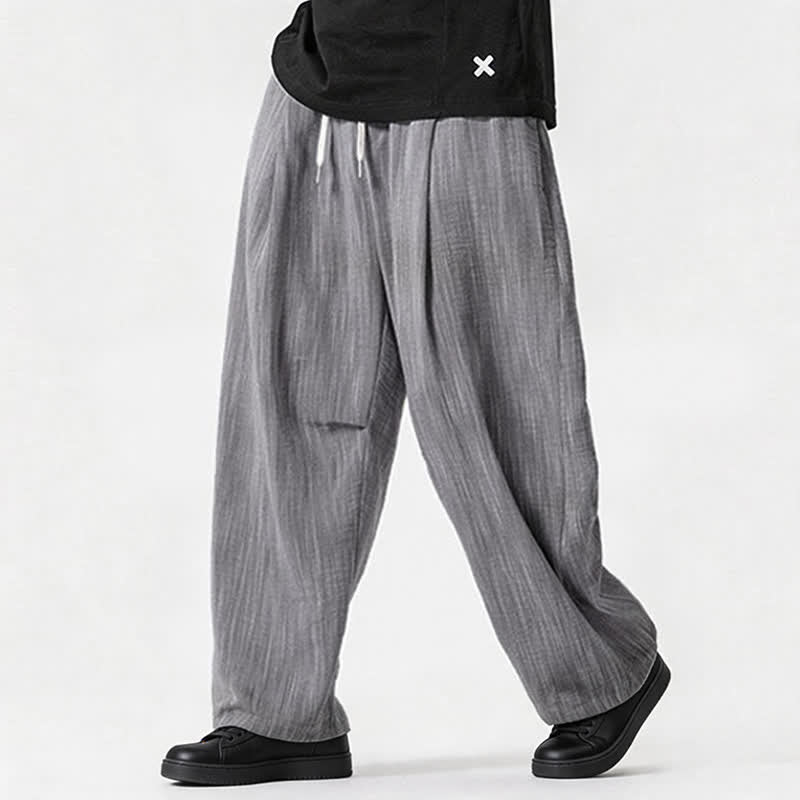 Buddha Stones Lässige, minimalistische Herrenhose mit Kordelzug, geradem Bein und Tasche für Frühling und Sommer - image 29