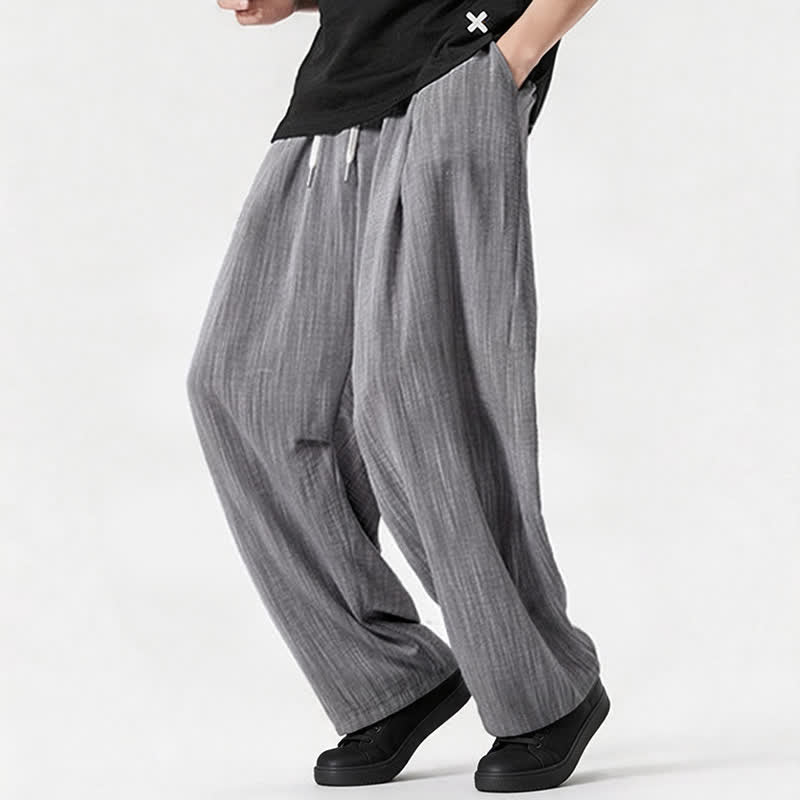 Buddha Stones Lässige, minimalistische Herrenhose mit Kordelzug, geradem Bein und Tasche für Frühling und Sommer - image 28