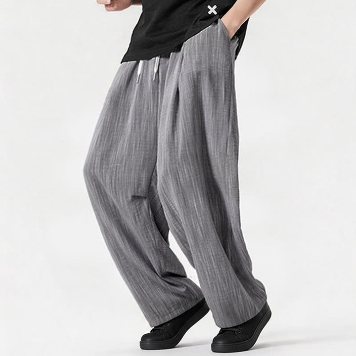 Buddha Stones Lässige, minimalistische Herrenhose mit Kordelzug, geradem Bein und Tasche für Frühling und Sommer - image 28