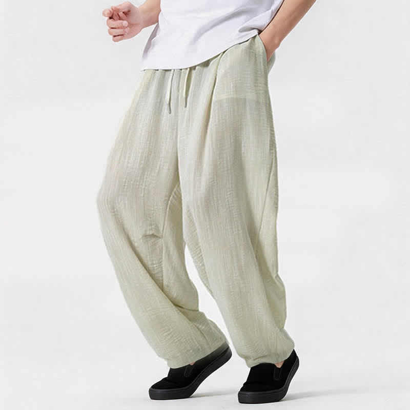 Buddha Stones Lässige, minimalistische Herrenhose mit Kordelzug, geradem Bein und Tasche für Frühling und Sommer - image 21