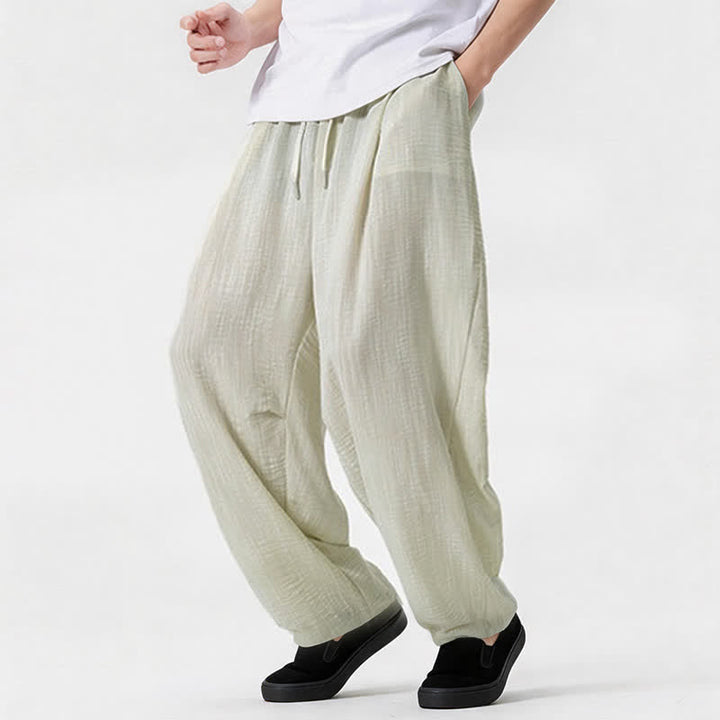 Buddha Stones Lässige, minimalistische Herrenhose mit Kordelzug, geradem Bein und Tasche für Frühling und Sommer - image 21