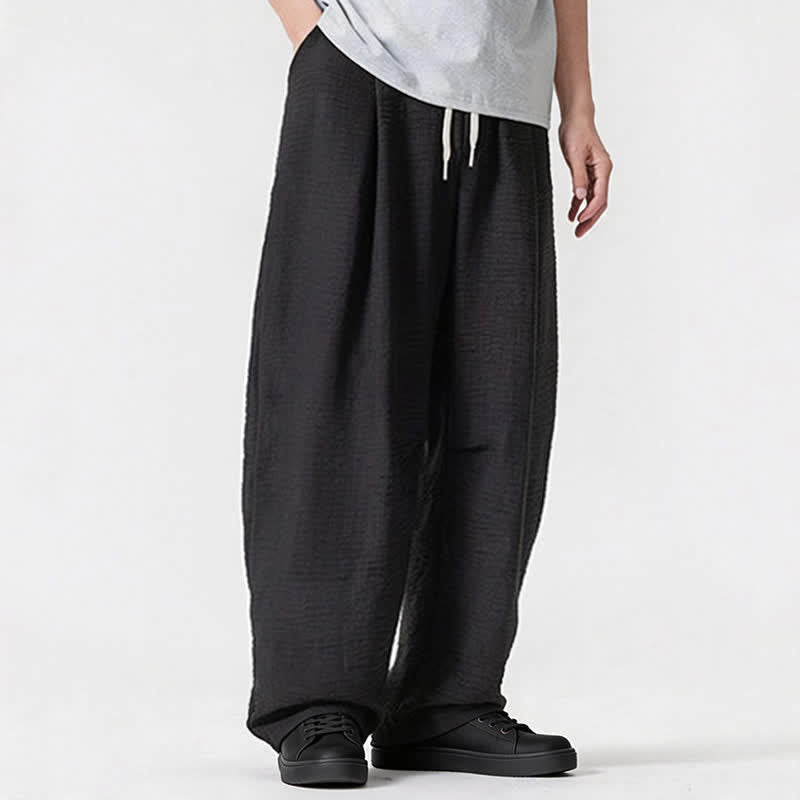 Buddha Stones Lässige, minimalistische Herrenhose mit Kordelzug, geradem Bein und Tasche für Frühling und Sommer - image 37