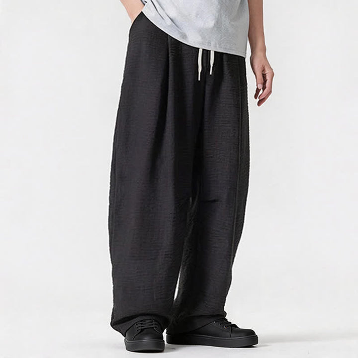 Buddha Stones Lässige, minimalistische Herrenhose mit Kordelzug, geradem Bein und Tasche für Frühling und Sommer - image 37