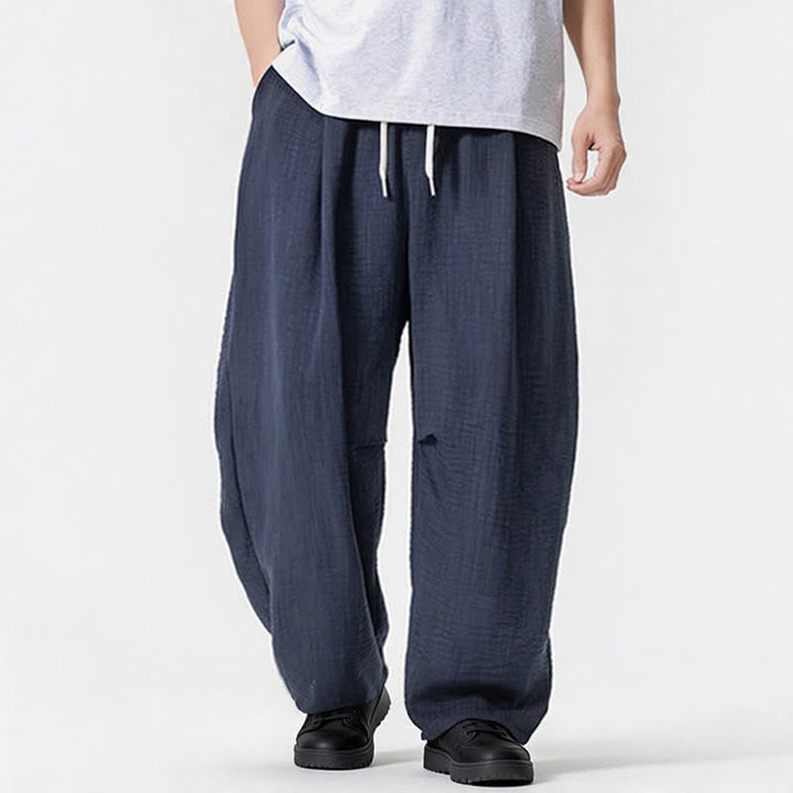 Buddha Stones Lässige, minimalistische Herrenhose mit Kordelzug, geradem Bein und Tasche für Frühling und Sommer - image 4
