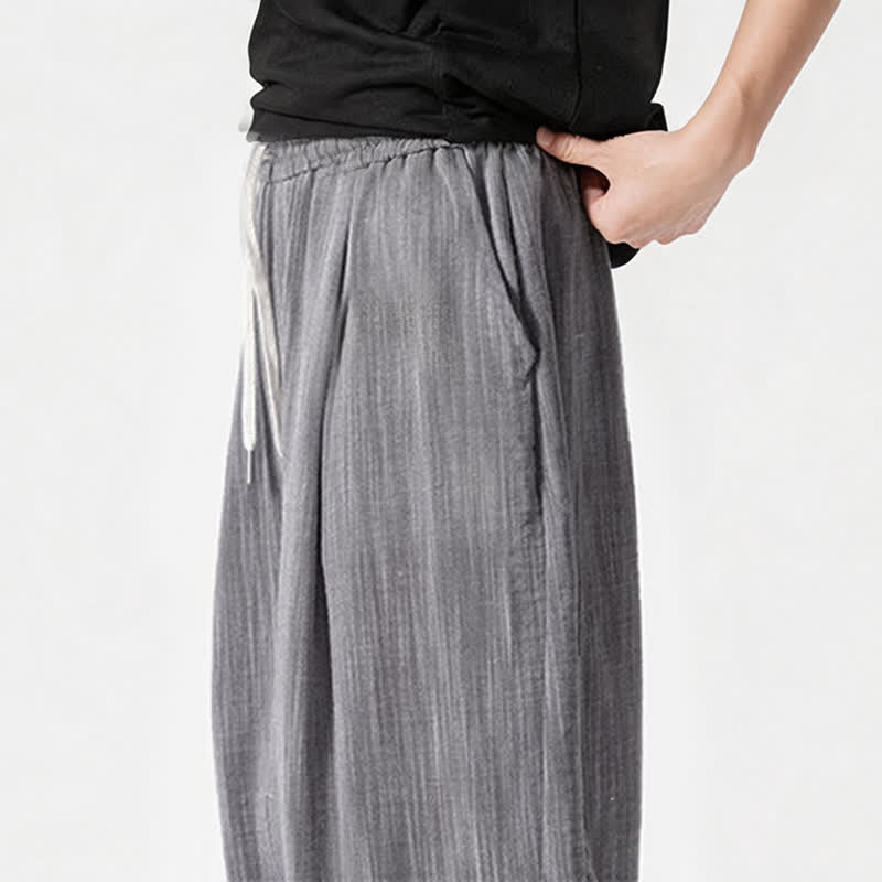 Buddha Stones Lässige, minimalistische Herrenhose mit Kordelzug, geradem Bein und Tasche für Frühling und Sommer - image 32