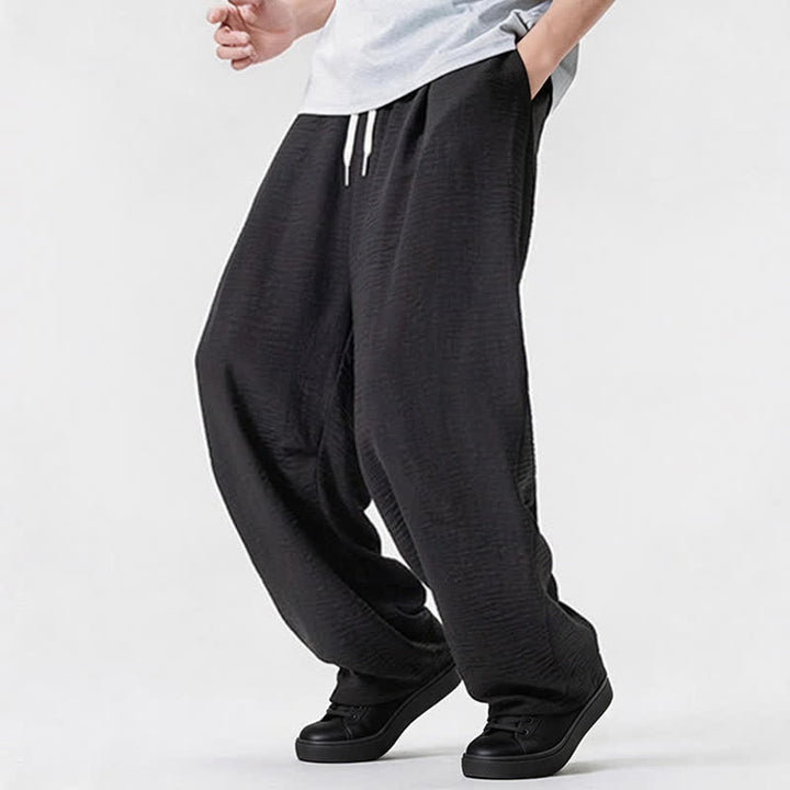 Buddha Stones Lässige, minimalistische Herrenhose mit Kordelzug, geradem Bein und Tasche für Frühling und Sommer - image 40