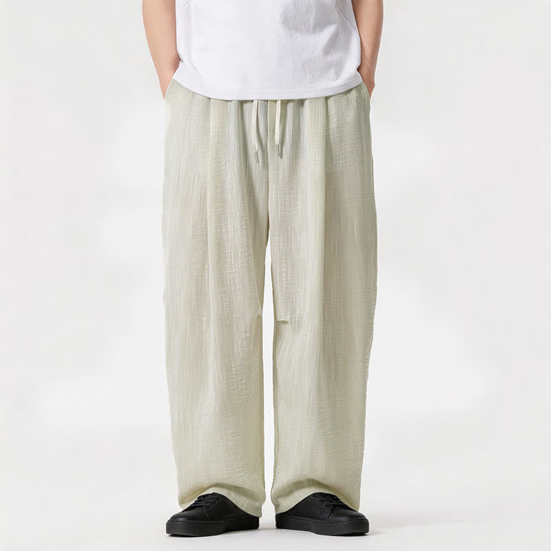 Buddha Stones Lässige, minimalistische Herrenhose mit Kordelzug, geradem Bein und Tasche für Frühling und Sommer - image 18