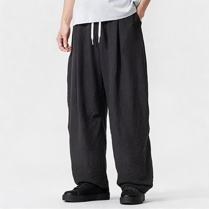 Buddha Stones Lässige, minimalistische Herrenhose mit Kordelzug, geradem Bein und Tasche für Frühling und Sommer - image 41
