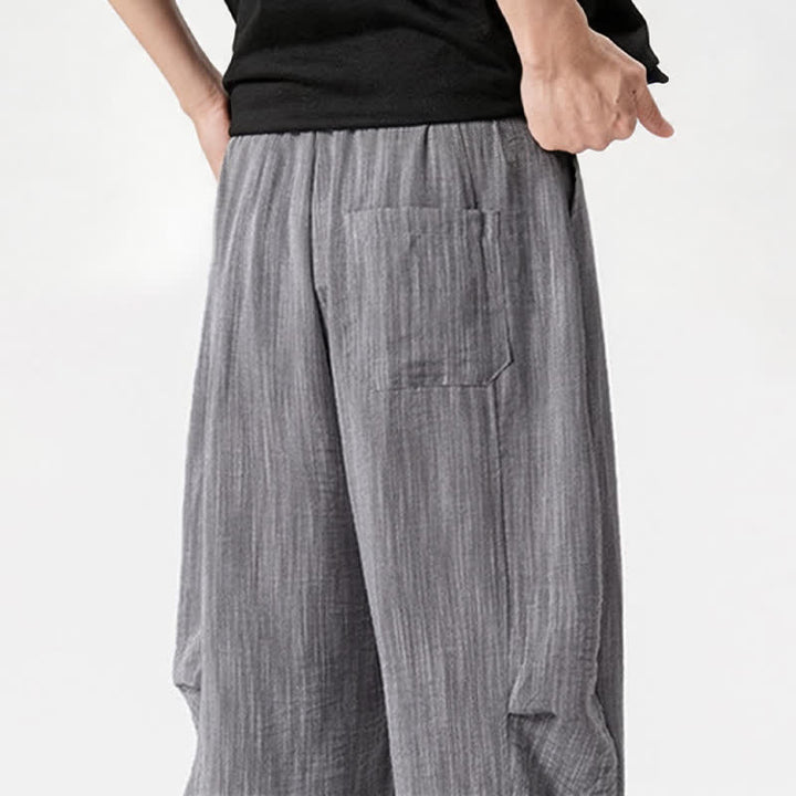Buddha Stones Lässige, minimalistische Herrenhose mit Kordelzug, geradem Bein und Tasche für Frühling und Sommer - image 34
