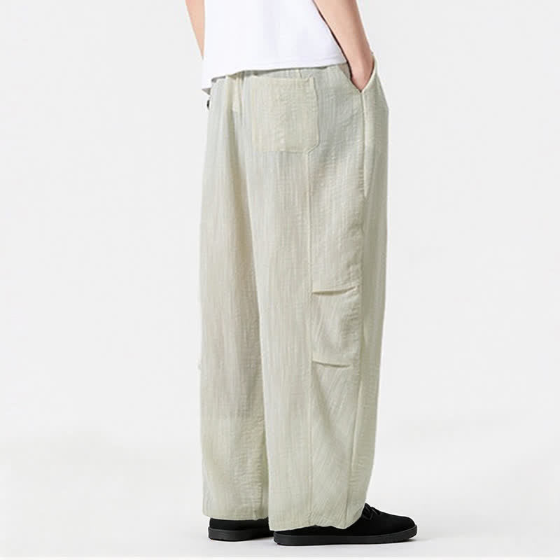 Buddha Stones Lässige, minimalistische Herrenhose mit Kordelzug, geradem Bein und Tasche für Frühling und Sommer - image 22
