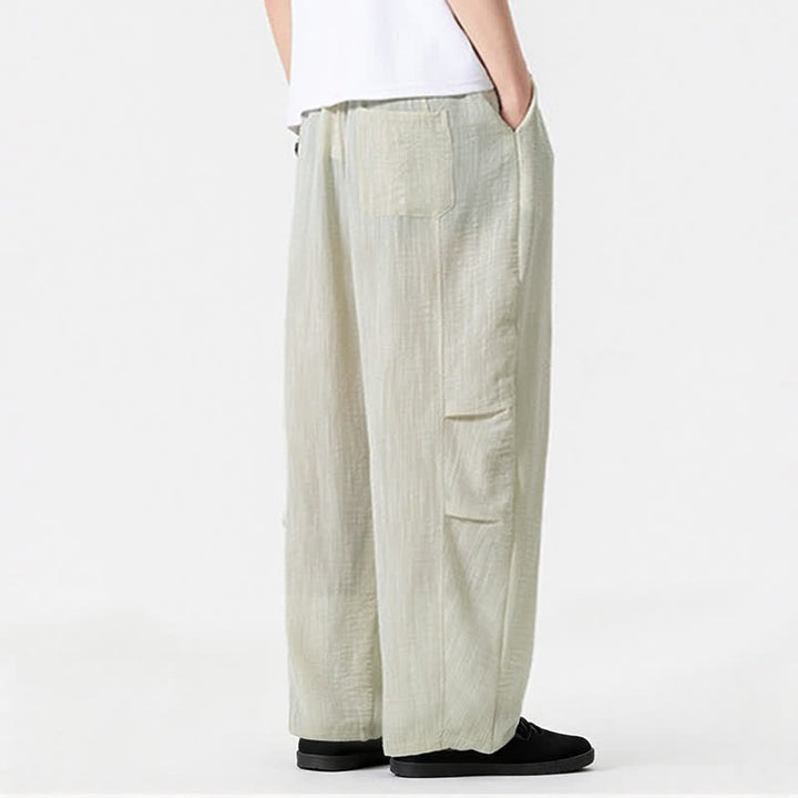 Buddha Stones Lässige, minimalistische Herrenhose mit Kordelzug, geradem Bein und Tasche für Frühling und Sommer - image 22