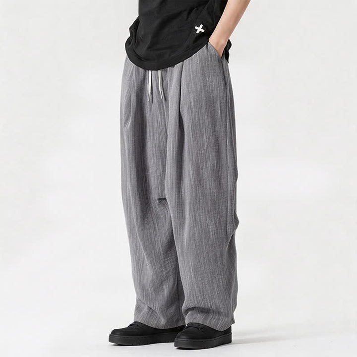 Buddha Stones Lässige, minimalistische Herrenhose mit Kordelzug, geradem Bein und Tasche für Frühling und Sommer - image 30