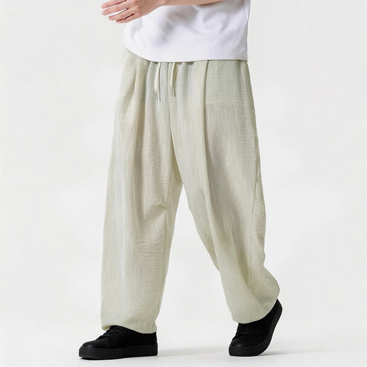 Buddha Stones Lässige, minimalistische Herrenhose mit Kordelzug, geradem Bein und Tasche für Frühling und Sommer - image 19