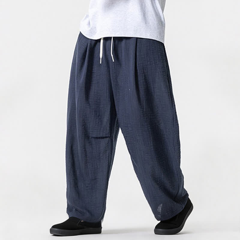 Buddha Stones Lässige, minimalistische Herrenhose mit Kordelzug, geradem Bein und Tasche für Frühling und Sommer - image 3