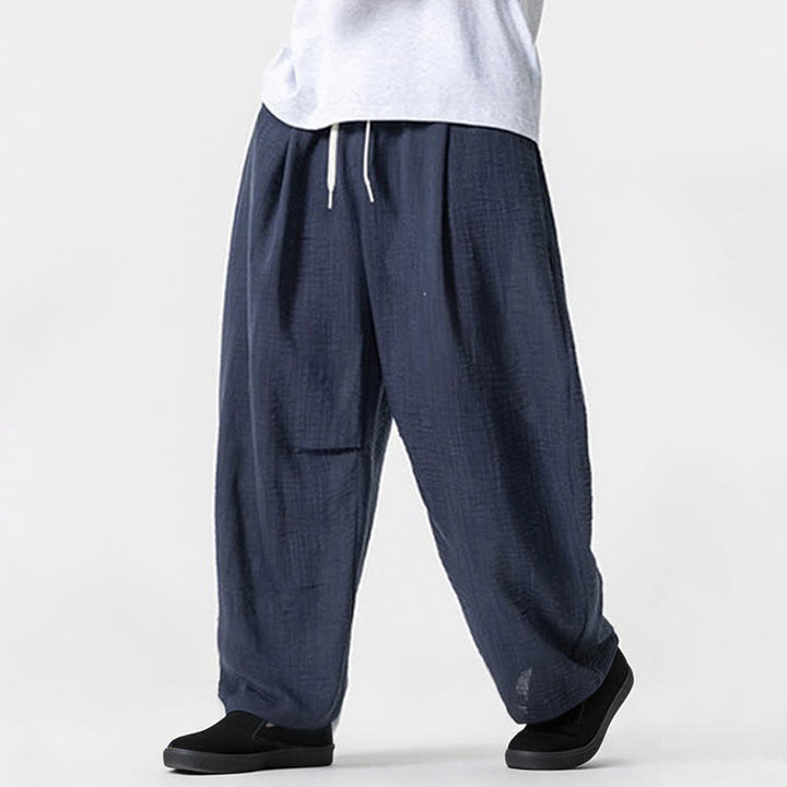 Buddha Stones Lässige, minimalistische Herrenhose mit Kordelzug, geradem Bein und Tasche für Frühling und Sommer - image 3